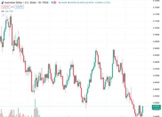 The AUDUSD pair reached a peak of 0.6465, the highest level in five days, and came close to breaking through the 20-day SMA of 0.6475.