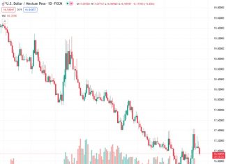 The US dollar to Mexican peso exchange rate dropped significantly to 16.9428 due to weak US Consumer Price Index data, which indicates that the Federal Reserve does not require any further interest rate hikes.