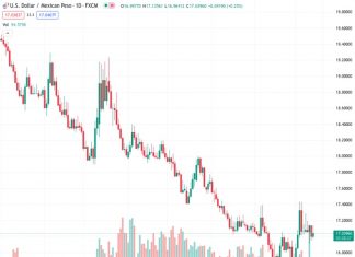 Despite Wall Street’s positive sentiment, the USDMXN currency pair has made a recovery from the 20-day EMA and is currently trading at a higher value of 17.0404.