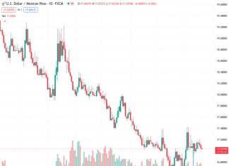 On the first day of the week, the USDMXN currency pair is observed fluctuating within a small range of trading at a value of 17.0412.
