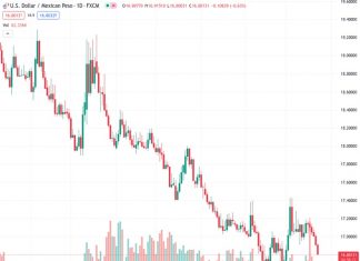 The US dollar to Mexican peso exchange rate, currently at 16.8024, has decreased by 0.48% and is now being traded at 16.8260. This decline is attributed to the negative impact of disappointing S&P Global PMIs on the US dollar.