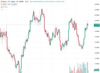 The price of silver sharply declines from $25.00 per ounce as the US PCE price index continues to remain stable.