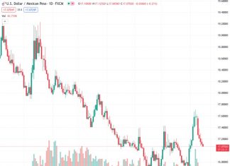 According to Scotiabank, the US dollar to Mexican peso exchange rate, currently at 17.0714, is predicted to reach 17.90 by the end of the year.