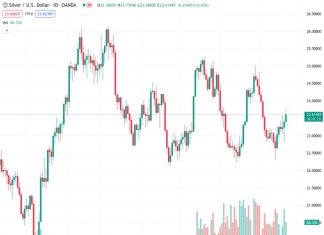 The price of silver, represented by #XAGUSD, fluctuates repeatedly after increasing due to the unpredictable movement of the US Dollar.