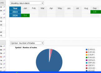 MT4 GoldScalper EA performance for January 2024 +5.8% Total return +88.5% and DD +15%