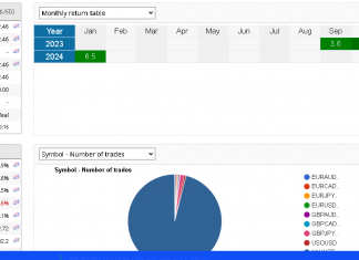 MT4 GoldScalper EA performance for January 2024 +6.5%. Climbing! Total return +90% and DD +15%