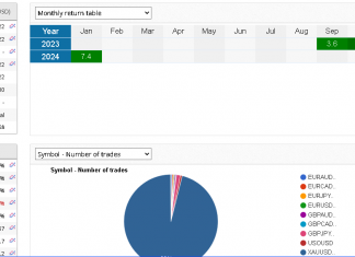 MT4 GoldScalper EA performance for January 2024 +7.4%. Climbing! Total return +91.4% and DD < 15%