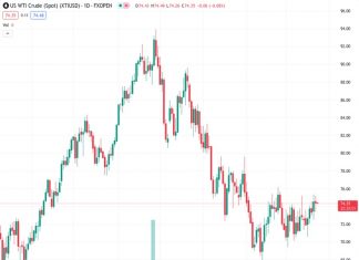 WTI edges lower to $74.30 amid the rising oil supply. (Pivot Orderbook analysis)