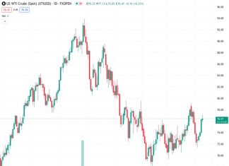 WTI crude rises 0.25% above $76.50 amid Israel-Hamas conflict escalation and US production changes. (Pivot Orderbook analysis)