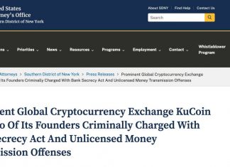 The US Justice Department has indicted KuCoin exchange and two founders for running unlicensed money transmitting business and violating the Bank Secrecy Act**.