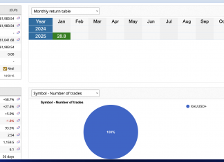 GoldScalper (XAU/USD) MT4 EA January returns +28%. Highest monthly return on record since Feb 2023.