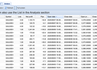 EA GOLDSCALPER ZOOMS HIGHER TO +6.8% IN AUGUST. REMARKABLE SCALPING. CHECK TRADE LIST. HAVE YOU GOT SAME RETURNS ?