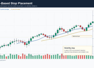 Stop Loss Sizing: How Professional Traders Control Risk ATR based stop placement chart for volatility adjusted forex risk management