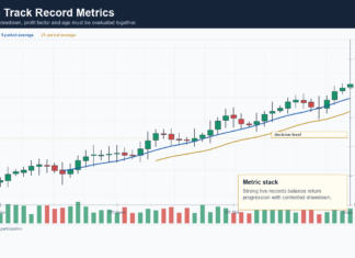 How To Read A Live Trading Track Record Live track record dashboard chart showing return drawdown and profit factor context