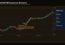Breakout Trading: How To Avoid False Breakouts XAUUSD M5 expansion breakout chart showing range break and participation increase